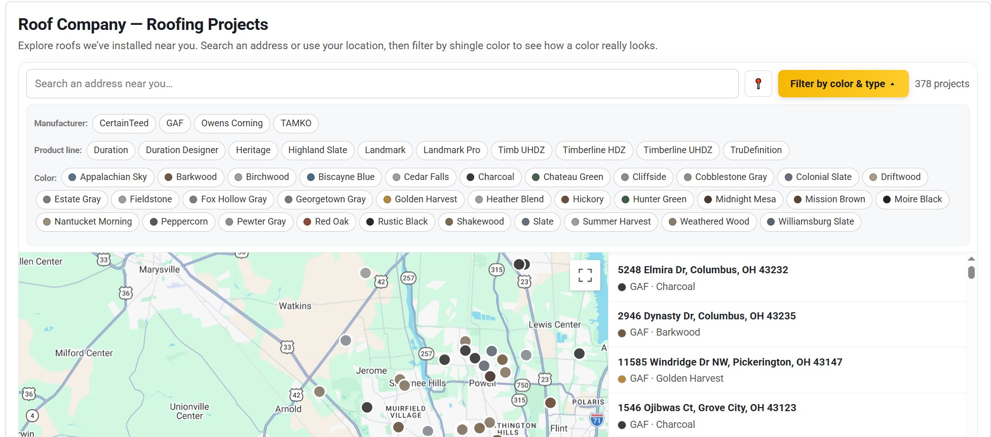 Verified Project Map with invoice-backed pins